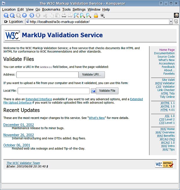 W3C Markup Validator Screenshot on KDE